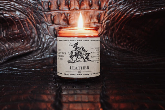 “Leather” Heritage Collection Soy candle Thegiftgalashop 