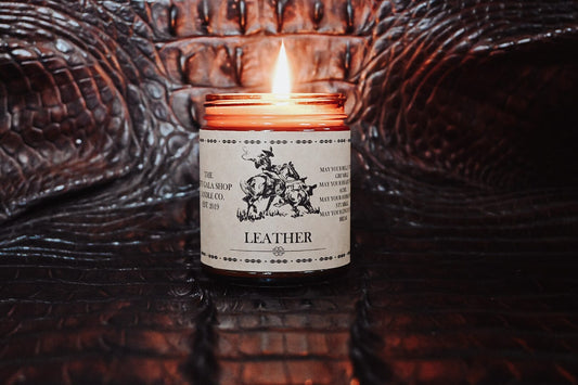 “Leather” Heritage Collection Soy candle Thegiftgalashop