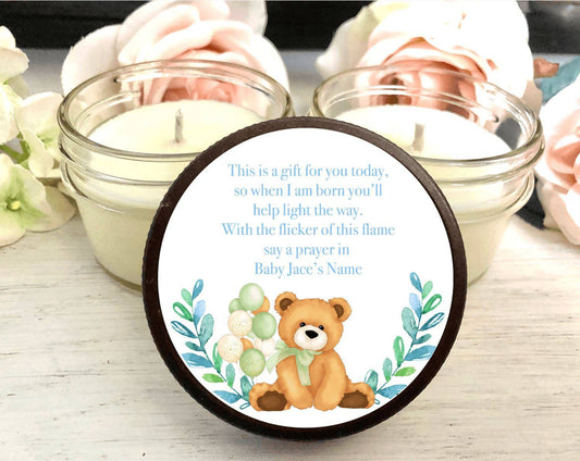 Little Bear Baby Shower Favors | Teddy Bear Soy Candles | The Gift Gala Shop candle favors Thegiftgalashop 