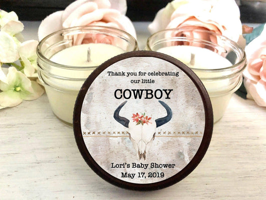 Little Cowboy Baby Shower Candle Favors | Western Baby Shower | The Gift Gala Shower candle favors Thegiftgalashop
