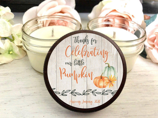 Little Pumpkin Baby Shower Candle Favors | The Gift Gala Shop candle favors Thegiftgalashop