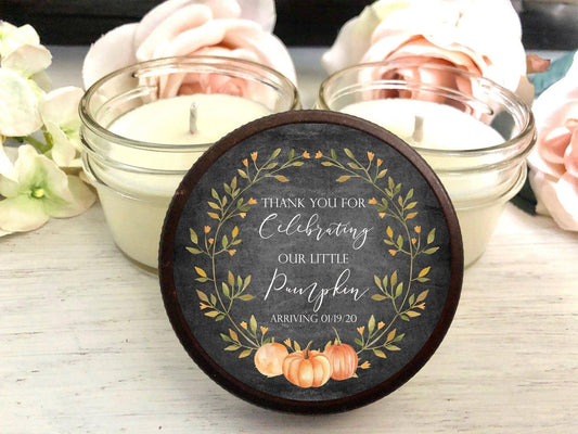 Little Pumpkin Baby Shower Candles | Fall Baby Shower Favors | The Gift Gala Shop candle favors Thegiftgalashop