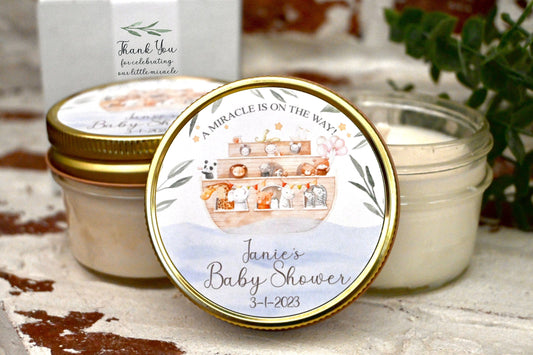 Noah's Ark Baby Shower Favors | Gender Neutral Baby Shower Candles | The Gift Gala Shop candle favors Thegiftgalashop