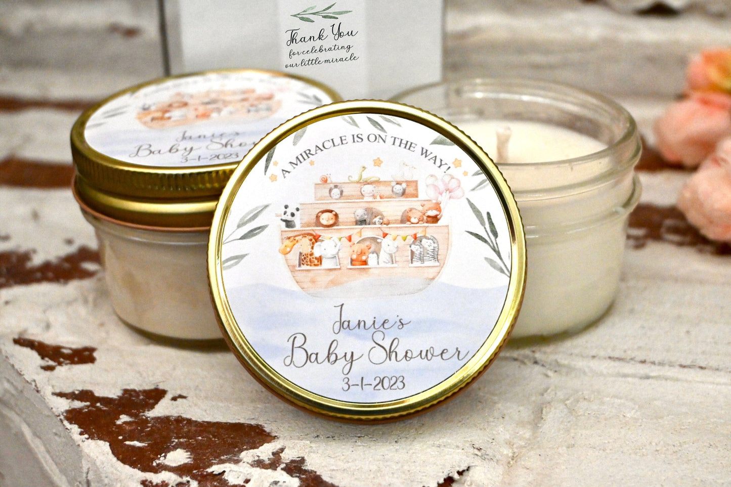 Noah's Ark Baby Shower Favors | Gender Neutral Baby Shower Candles | The Gift Gala Shop candle favors Thegiftgalashop 