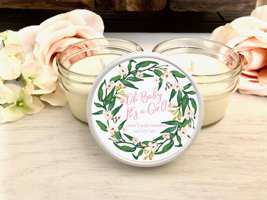 Oh Baby Its a Girl Baby Shower Favors | Personalized Soy Candles | The Gift Gala Shop candle favors Thegiftgalashop