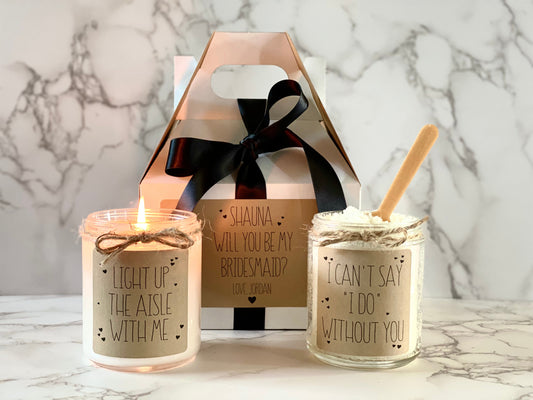 Personalized Bridesmaid Spa Box | Light Up The Aisle With Me Candle Thegiftgalashop 