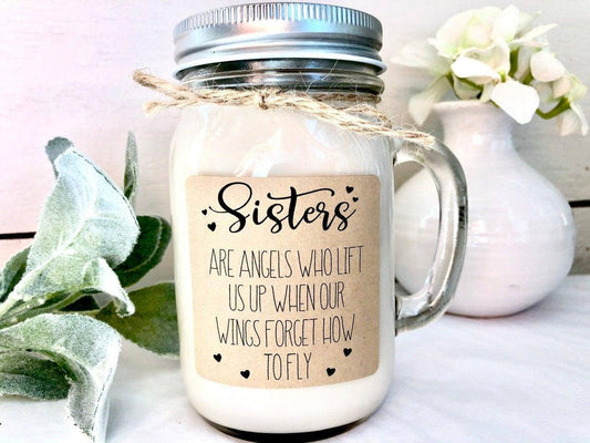 Personalized Sister Candle Gift | Sister Birthday Gift | Sisters are Angels Thegiftgalashop