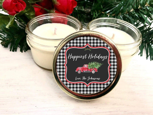 Red Truck Christmas Gifts for Coworkers | Natural Soy Candles candle favors Thegiftgalashop 