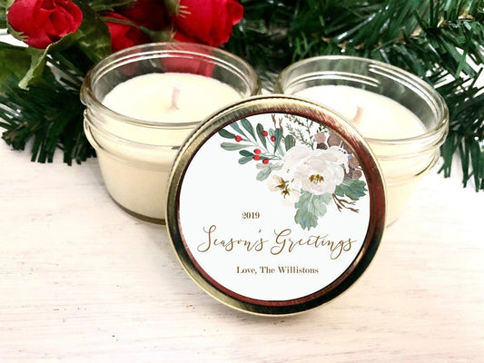 Season's Greetings Candle Favors | Corporate Holiday Gifts candle favors Thegiftgalashop 