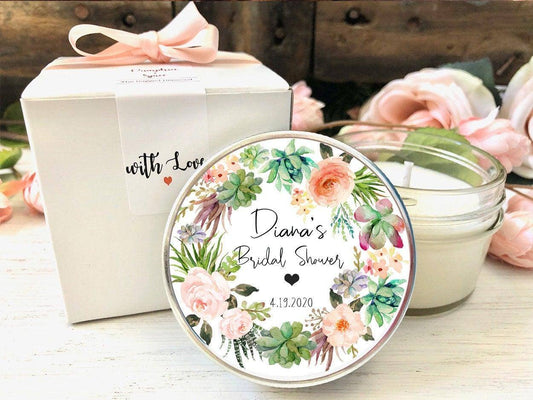 Succulent Bridal Shower Favors | Succulent Wedding Theme candle favors Thegiftgalashop