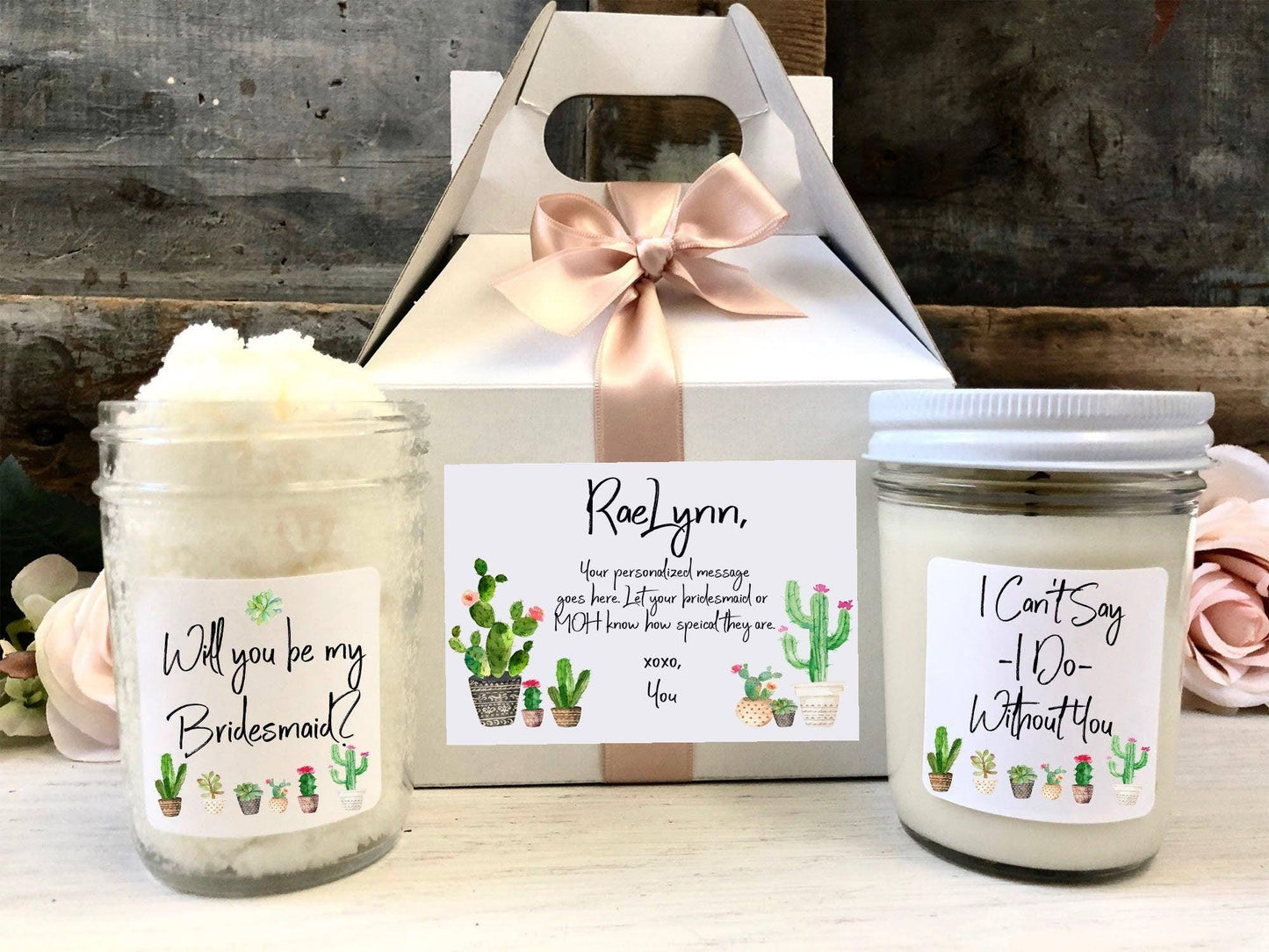 Succulent Bridesmaid Proposal Box | Be My Maid of Honor | Bridesmaid Spa Set Thegiftgalashop 