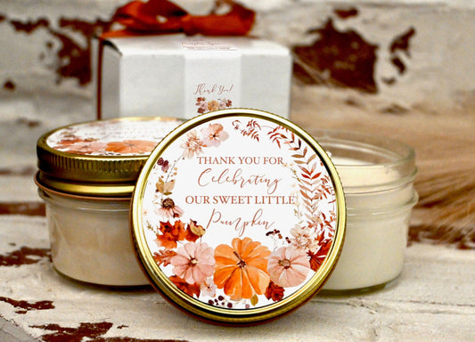 Sweet Little Pumpkin Baby Shower Favors | Bulk Fall Baby Shower Favors | The Gift Gala Shop candle favors Thegiftgalashop