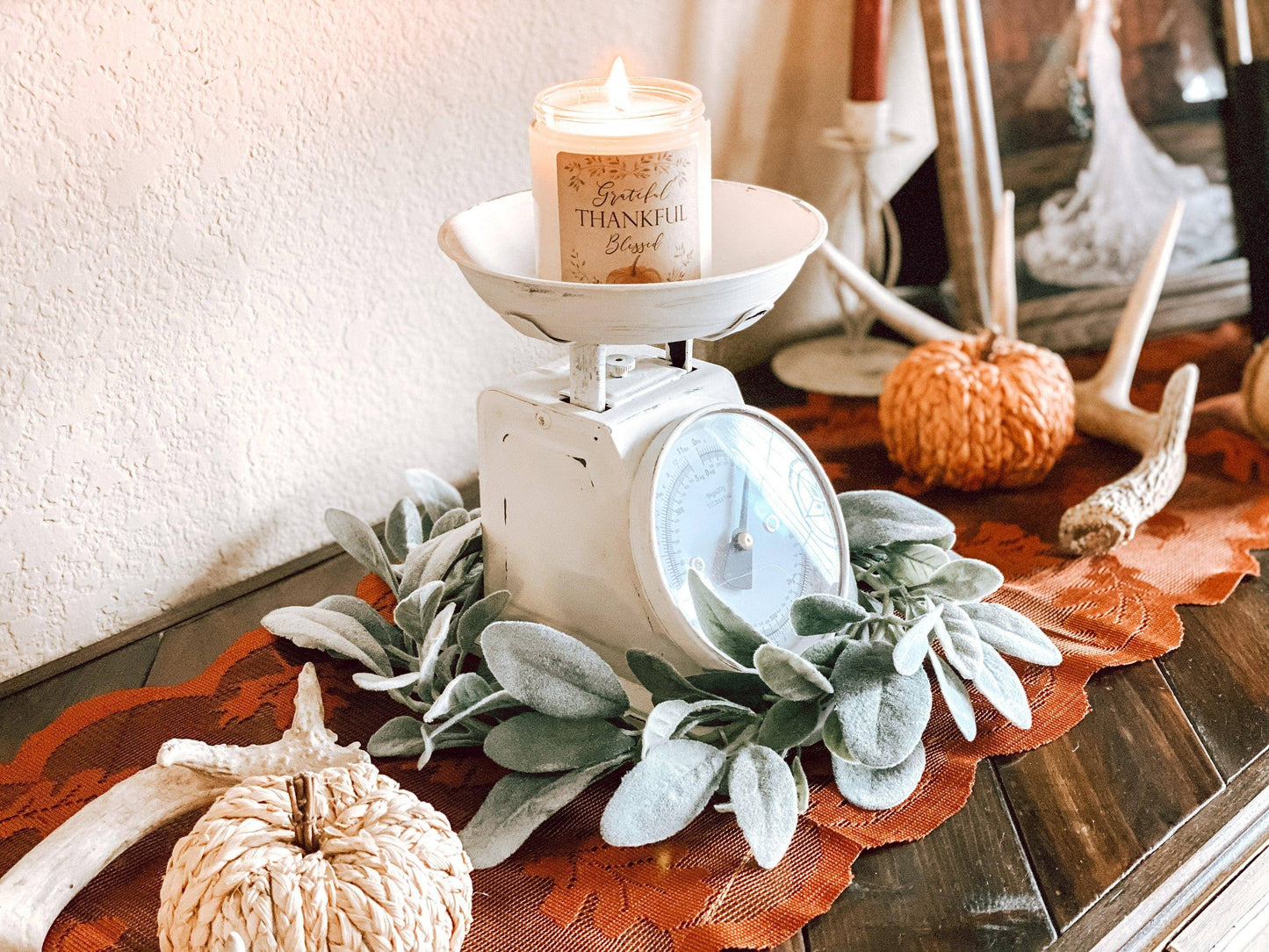 Thanksgiving Candle Gift Idea, Grateful Thankful Blessed, mason Jar candle, autumn candle, fall candle, Handmade Soy Candle, Thanksgiving Thegiftgalashop 