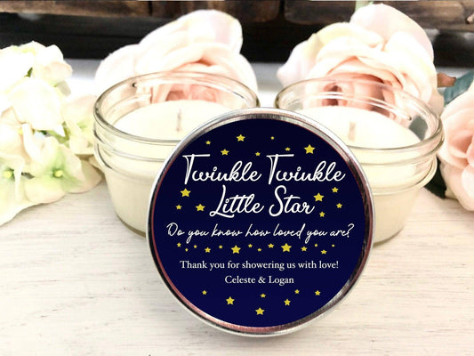 Twinkle Twinkle Little Star Baby Shower Favors | Soy Candle Favors | The Gift Gala Shop candle favors Thegiftgalashop