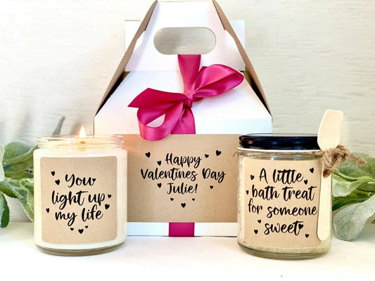 Valentines Day Spa Gift Box | Valentines Gift Basket | Hand Poured Soy Candle Thegiftgalashop 
