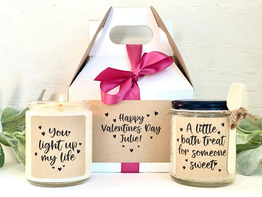 Valentines Day Spa Gift Box | Valentines Gift Basket | Hand Poured Soy Candle Thegiftgalashop 